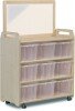 Millhouse Mobile Shelf Unit with Top Mirror Add-on & 9 Clear Tubs