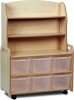 Millhouse Mobile Welsh Dresser Display Storage with 6 Clear Tubs